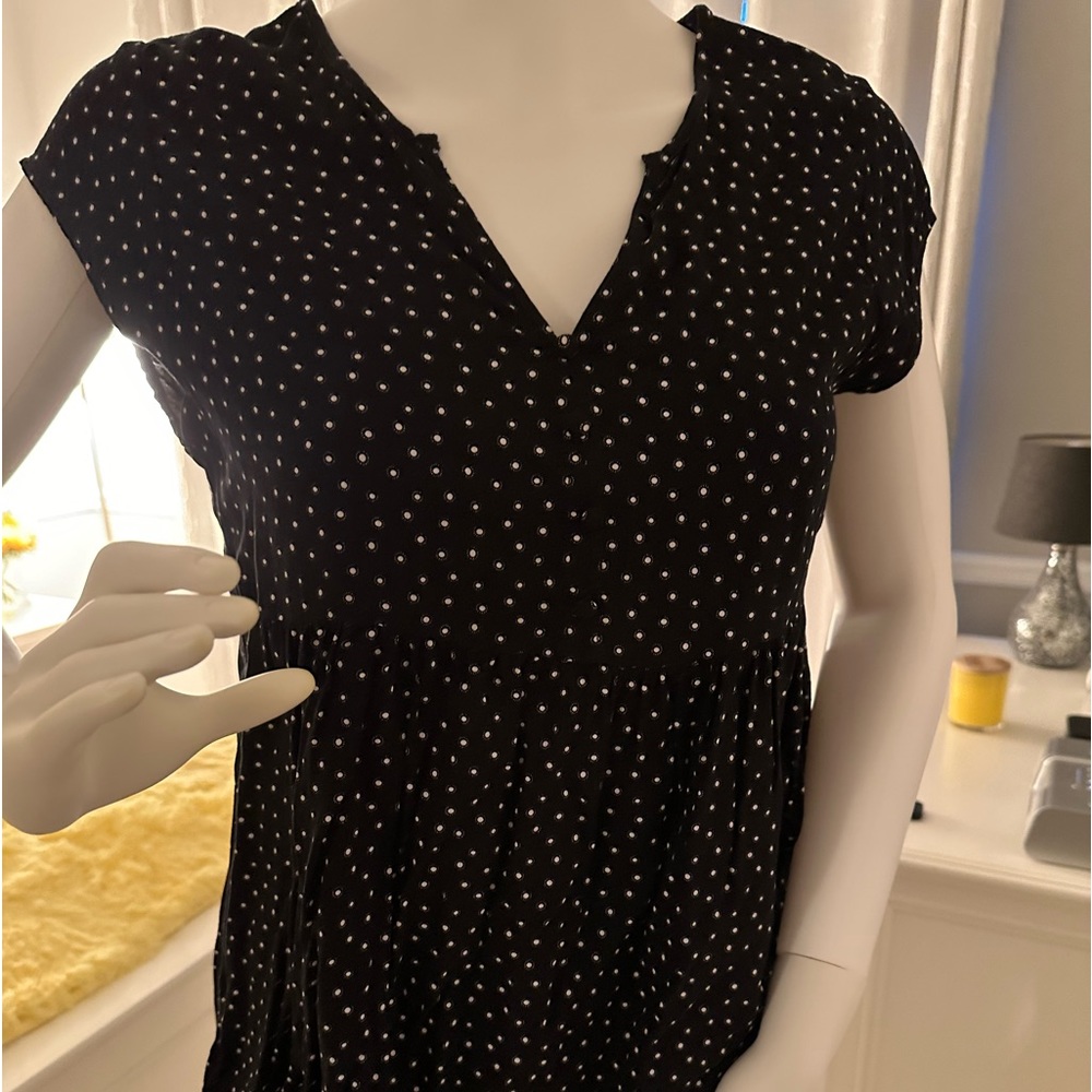 NORDSTROM-Black & white polka dot top- Caslon- XS